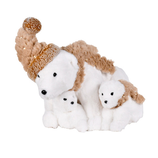 Imagem URSO POLAR NATALINO COM DOIS FILHOTES DECORATIVO 19X36X23CM - GRILLO 