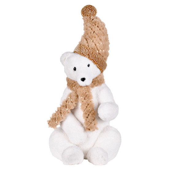 Imagem URSO POLAR SENTADO COM GORRO DECORATIVO 45X24X22CM - GRILLO