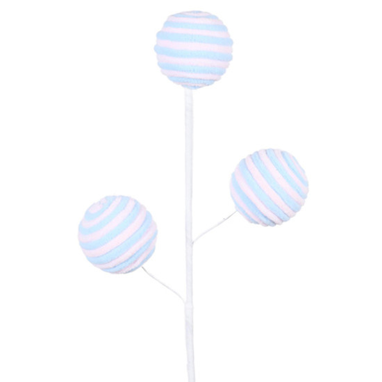 Imagem HASTE DECORATIVA DE BOLAS DE NEVE ROSA E AZUL EM POLIÉSTER 52CM - GRILLO