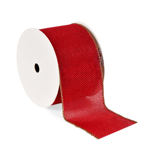 Imagem FITA ARAMADA DECORATIVA VERMELHA E BORDA VERDE 6,3CM X 9,14M - GRILLO