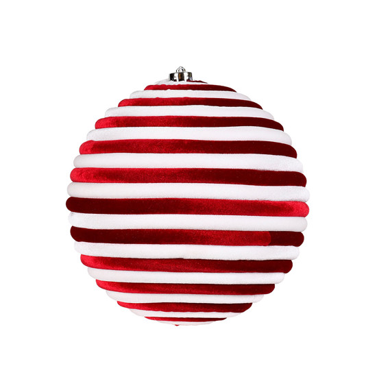 Imagem BOLA NATALINA DECORATIVA VERMELHA E BRANCA EM ESPUMA E TECIDO 27CM - GRILLO