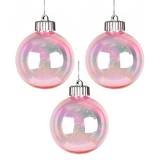 Imagem de JOGO 3 BOLAS NATALINAS DECORATIVAS ROSA IRIDESCENTE PARA PENDURAR 8CM - GRILLO - Grillo Ltda