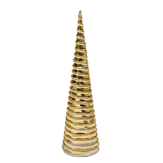 Imagem ÁRVORE DE NATAL CONE DOURADA ARAMADA DECORATIVA EM METAL COM LED 60X15CM - GRILLO