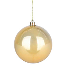 Imagem de BOLA NATALINA DECORATIVA DOURADA PEROLADA 10CM EM PLÁSTICO - GRILLO - Grillo Ltda