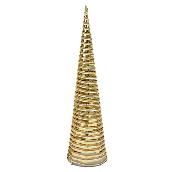 Imagem ÁRVORE DE NATAL CONE DOURADA ARAMADA DECORATIVA EM METAL COM LED 80X18CM - GRILLO