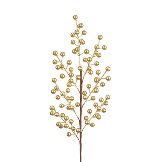 Imagem HASTE DECORATIVA DE BERRIES DOURADAS EM PLÁSTICO E METAL 60CM - GRILLO