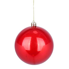 Imagem de BOLA NATALINA DECORATIVA VERMELHA PEROLADA 10CM EM PLÁSTICO - GRILLO - Grillo Ltda