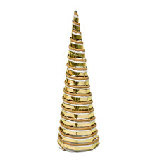 Imagem de ÁRVORE DE NATAL CONE DOURADA ARAMADA DECORATIVA EM METAL COM LED 40X12CM - GRILLO - Grillo Ltda