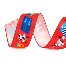 Imagem de FITA ARAMADA NATALINA DECORATIVA TURMA DO MICKEY EM POLIÉSTER 6,3CM X 9,14M - CROMUS - Cromus Embalagens Ind E Com Ltda