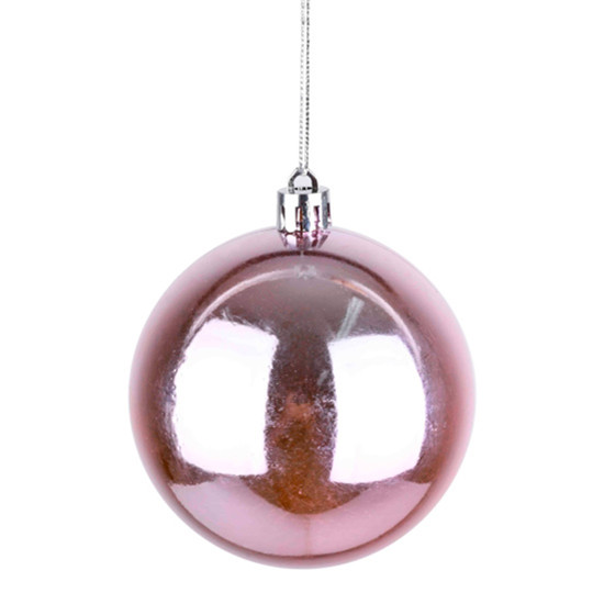 Imagem BOLA NATALINA LISA METALIZADA ROSA CLARO 8CM 2 PEÇAS EM PLÁSTICO - GRILLO
