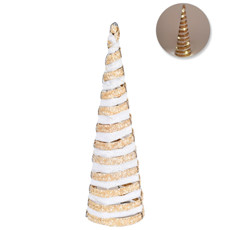 Imagem de ÁRVORE DE NATAL CONE DOURADA E BRANCA ARAMADA DECORATIVA EM METAL COM LED - GRILLO - Grillo Ltda