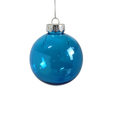 Imagem de BOX COM 3 BOLAS DE NATAL AZUL TRANSPARENTE DECORATIVAS EM PLÁSTICO 8CM - GRILLO - Grillo Ltda