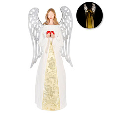 Imagem de ANJO NATALINO EM RESINA E TECIDO BRANCO E DOURADO COM LUZ 56X16X15CM - GRILLO - Grillo Ltda