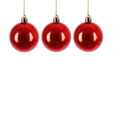 Imagem de BOLA NATALINA VERMELHA DECORATIVA METALIZADA 6CM DE PLÁSTICO 3 PEÇAS - GRILLO - Grillo Ltda
