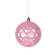 Imagem de BOLA NATALINA TRABALHADA ROSA COM GLITTER 8CM 3 PEÇAS - GRILLO - Grillo Ltda