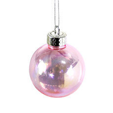 Imagem de BOLA NATALINA DECORATIVA ROSA TRANSPARENTE 8CM 3 PEÇAS - GRILLO - Grillo Ltda
