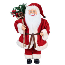 Imagem de PAPAI NOEL DECORATIVO COM SACO DE BERRIES PINHEIROS E PINHAS 42X24X15CM - GRILLO - Grillo Ltda