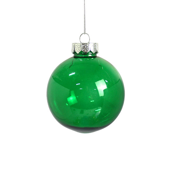 Imagem BOX COM 3 BOLAS DE NATAL VERDE TRANSPARENTE EM PLÁSTICO 8CM - GRILLO