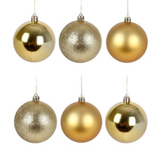Imagem de BOLA NATALINA DECORATIVA DOURADA 8CM EM PVC 6 PEÇAS - GRILLO - Grillo Ltda