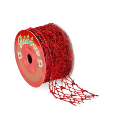 Imagem de FITA ARAMADA TELA VERMELHA COM GLITTER 6,3CM X 5M -GRILLO - Grillo Ltda