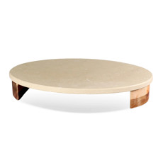 Imagem de BANDEJA OVAL EM MÁRMORE BEGE E BASE DE MADEIRA 5X30X20CM - CROSS - Cross Comercial Ltda