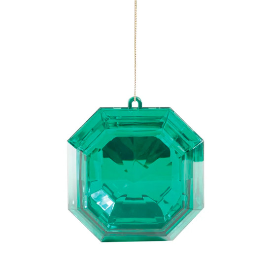 Imagem ENFEITE DECORATIVO PARA ÁRVORE DE NATAL FORMATO JÓIA VERDE EM PLÁSTICO - CROMUS