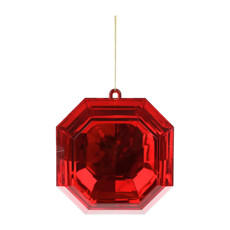 Imagem de ENFEITE DECORATIVO PARA ÁRVORE DE NATAL FORMATO JÓIA VERMELHO EM PLÁSTICO - CROMUS - Cromus Embalagens Ind E Com Ltda