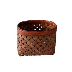 Imagem de CESTO DECORATIVO DE TIRAS DE COURO SINTÉTICO MARROM 24X33,5X27,5CM - CROSS - Cross Comercial Ltda