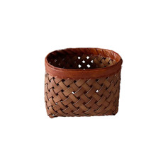 Imagem de CESTO DECORATIVO DE TIRAS DE COURO SINTÉTICO MARROM 22X29X24,5CM - CROSS - Cross Comercial Ltda