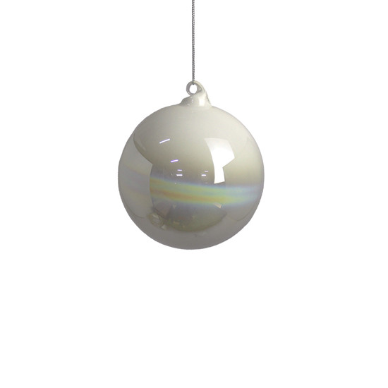 Imagem BOLA NATALINA  BRANCA DECORATIVA EM VIDRO 12CM - GRILLO