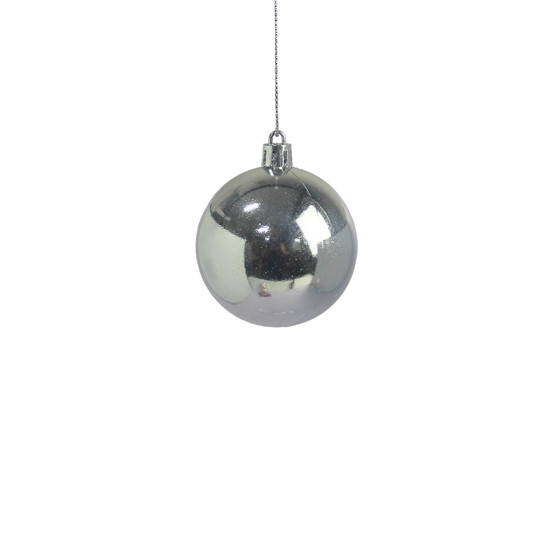 Imagem BOLA NATALINA PRATEADA DECORATIVA METALIZADA 6CM DE PLÁSTICO 3 PEÇAS - GRILLO