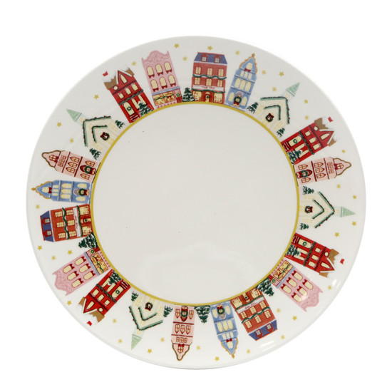 Imagem PRATO RASO CASINHAS EM CERÂMICA 27,5CM - TOKDACASA