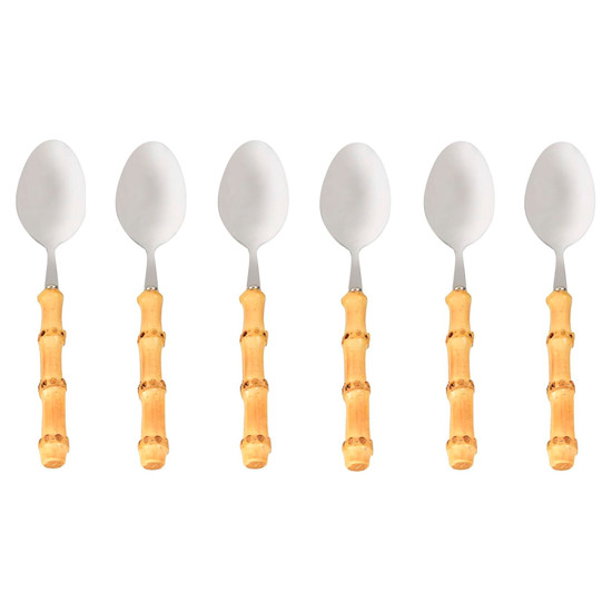 Imagem 6 COLHERES DE CHÁ BAMBU NATURAL EM AÇO INOX - KENYA