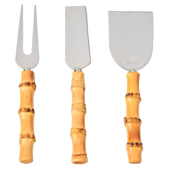 Imagem KIT 3 TALHERES BAMBU NATURAL PARA QUEIJO - KENYA