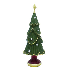 Imagem de ÁRVORE DE NATAL VERDE COM BASE VERMELHA E DOURADA EM RESINA 31CM - TOKDACASA - Cromus Embalagens Ind E Com Ltda