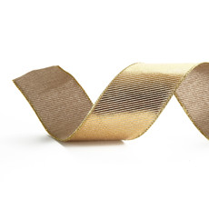 Imagem de FITA ARAMADA DECORATIVA DOURADA EM POLIÉSTER 6,3CM X 9,14M - CROMUS - Cromus Embalagens Ind E Com Ltda