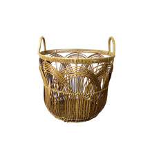 Imagem de CESTO COM ALÇA DE TRAMA SINTÉTICA MARROM CLARO 30X35X35CM - CROSS  - Cross Comercial Ltda