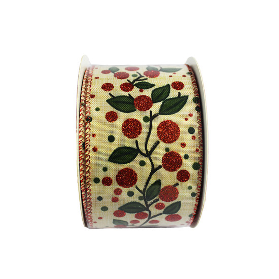 Imagem FITA ARAMADA DECORATIVA CHAMPAGNE 6,3CM X 9,14M - GRILLO