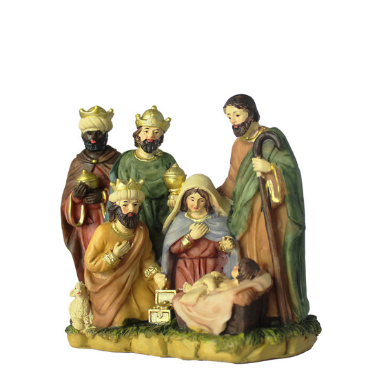 Imagem PRESÉPIO SAGRADA FAMÍLIA DECORATIVA EM RESINA 13X14X7CM - GRILLO