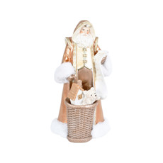 Imagem de PAPAI NOEL DOURADO E BRANCO DECORATIVO EM RESINA 28X15X12CM - GRILLO - Grillo Ltda