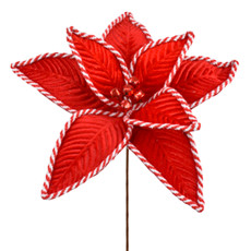 Imagem de HASTE DECORATIVA DE POINSÉTIA VERMELHA COM DETALHES BRANCOS 20X28X28CM - GRILLO - Grillo Ltda