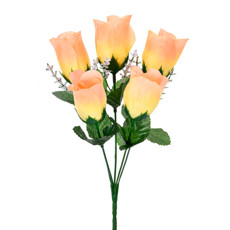 Imagem de BUQUÊ DE BOTÕES DE ROSAS SALMÃO DE PLÁSTICO 36X17CM - GRILLO - Grillo Ltda