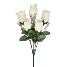 Imagem de BUQUÊ DE BOTÕES DE ROSAS BRANCAS DE PLÁSTICO 36X17CM - GRILLO - Grillo Ltda