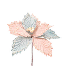 Imagem de HASTE DECORATIVA DE POINSÉTIA ROSA CLARO E AZUL CLARO 20X21CM - GRILLO - Grillo Ltda