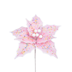 Imagem de HASTE DECORATIVA DE POINSÉTIA ROSA CLARO DE POLIÉSTER 20X28CM - GRILLO - Grillo Ltda