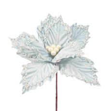 Imagem de HASTE DECORATIVA DE POINSÉTIA AZUL CLARO 20X21CM - GRILLO - Grillo Ltda