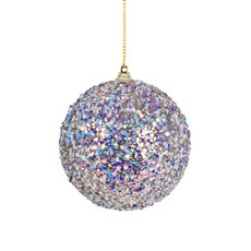 Imagem de CONJUNTO 3 BOLAS DECORADAS CHAMPAGNE DE PLÁSTICO COM GLITER COLORIDO 10CM - GRILLO - Grillo Ltda