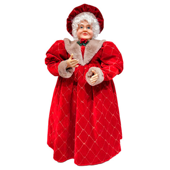 Imagem MAMÃE NOEL DECORATIVA COM VESTIDO VERMELHO E DETALHES DOURADOS 60X30X20 - GRILLO