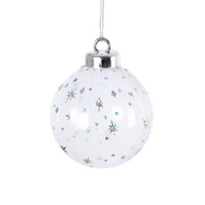 Imagem de CONJUNTO 3 BOLAS DECORADAS TRANSPARENTE DE PLÁSTICO 8CM - GRILLO - Grillo Ltda