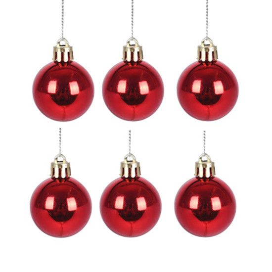 Imagem JOGO DE 6 BOLAS DE NATAL VERMELHAS DE PLÁSTICO 4CM - GRILLO